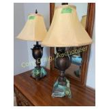 Matching pair of bronze looking table lamps,