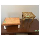 Small victorian Queen Anne leg table & small bench