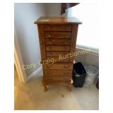 Oak Jewelry Armoire, (8) drawers & side doors, NIC