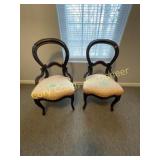 Matching pair of Victorian chairs, carved, hip res