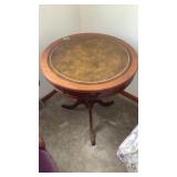 Antique Leather Top Drum Table
