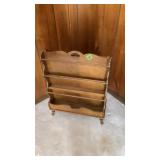 Mid Century Solid Oak Magazine Rack / Magazine
