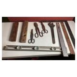 Carpenter Squares, Side Cutters, Antique Levels,