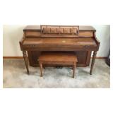 Baldwin Spinett Piano  57 1/4" W x 25 1/4" D