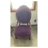 Victorian Walnut Purple Velvet Parlor Chair