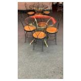 Brass Glass Top Table W/ 4 Iron Ice cream Chairs