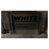 White Construction Equipment Sign