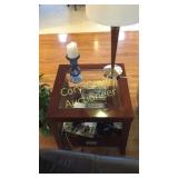 Glass Top End Table, LIKE NEW! QUALITY 2' W x 2' D