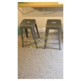 Pair Of 2' T Metal Bar Stools IN THE BASEMENT
