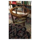 Oak Table Twist Legs Glass Top  IN BASEMENT