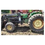 John Deere 2640 with bucket & hay spear, has 3 pt