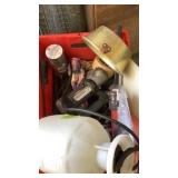 Tub of misc garage items: