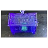 Lidded cobalt blue cough drop dish