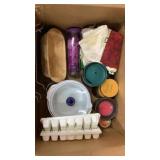 Kitchen towels, candles, wine time