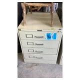Metal 4 drawer card file cabinet
