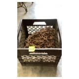 Milk crate with chain