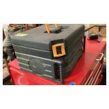 Plastic tool box with contents in lid and 2 pull