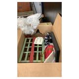 Box of Christmas decor