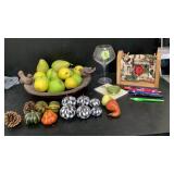 Fruit and fall decor items for heavy table top
