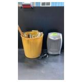 Desk Heater and Yellow Bucket