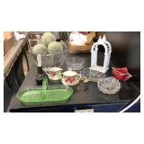 Glass, crystal German China tea set, pottery,