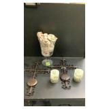 Cross Candle Holders, Vase and Sea Shells