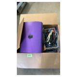 Box full of misc items: expandable file folder,