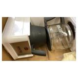 Bunn coffee maker, misc bathroom items , hair