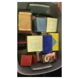 2 totes Christmas decor and Avon items