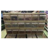 Hardware containers with pull down access