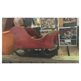 Wood sleigh and rocking horse