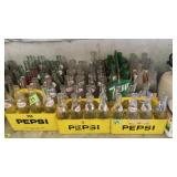 Plastic Pepsi crates with bottles, 7-Up, Dr
