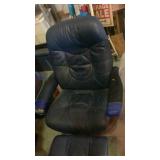 Blue Leather Chair with Ottoman Kind Of Rough