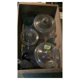 Wood Crate and misc Glass