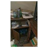 Microwave cart and contents and items on top of