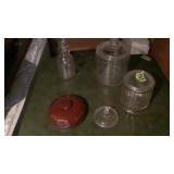Glass Cookie Jar, Milk Bottle, Misc
