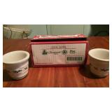 Longaberger Pottery votive cups and 2 cloth liners