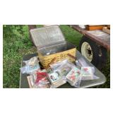 Vintage metal picnic basket with