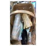 Clothes pins, canning jar lids, basket of