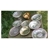 Glass fruit bowl, silver plated