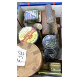 Old tin and other advertising, lantern, toaster,