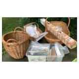 Postcards, wicker basket with blocks, baskets