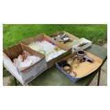 Ladies hankies, doilies, fishing lures, costume