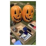 Lighted Pumpkins, marbles, flags, misc