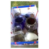 Vases, glass basket and religious