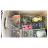 Decorative tin, beanie babies with plastic cases