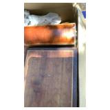 Cigar box, wood boxes, red alligator and other