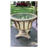 Small round table with glass top, 21" diameter x
