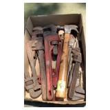 Pipe wrenches and hammer