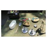 Brass, aluminum, music box, salad fork, tin